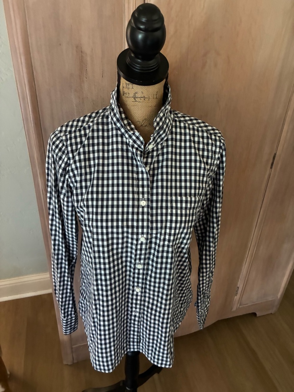 J. Crew Sz 10 Boy Navy Gingham Button Down Shirt - Picture 15 of 15